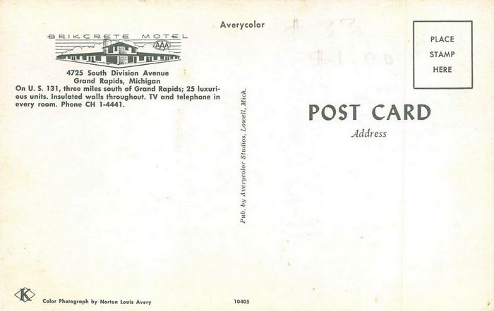 Brikcrete Motel - Vintage Postcard (newer photo)